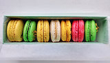 Different flavors and colors of macarons