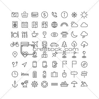 Travel, tourism and weather icons