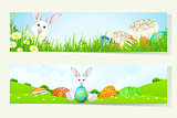 Set of Easter Banners with Decorated Eggs