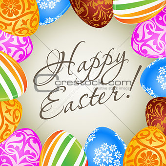 Easter Card with Decorated Eggs