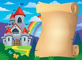 Parchment and fairy tale castle