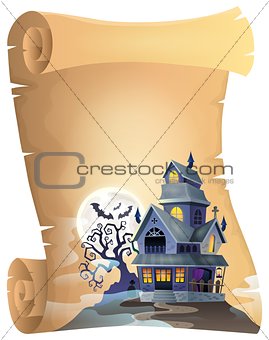 Parchment with haunted house thematics 1