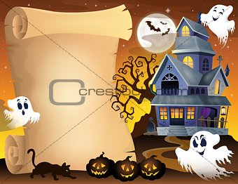 Parchment with haunted house thematics 3