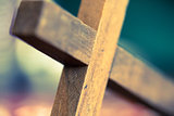 Wooden Christian Cross Closeup