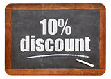 ten percent discount blackboard sign