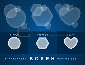 Set of transparent bokeh forms effect