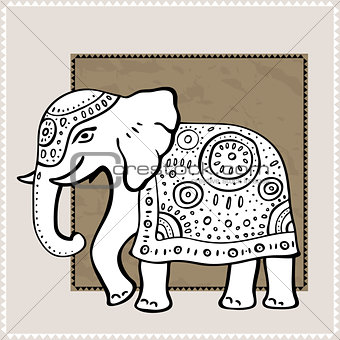 Elephant. Indian style. Decorative Vector illustration.