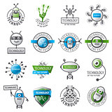 large set of vector logos robots and new technologies