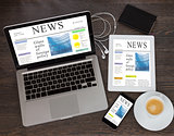 modern computer devices with news site