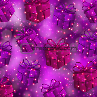 Festive background with gifts, bokeh