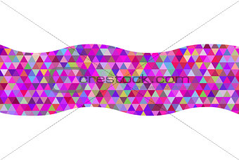 Geometric abstract ribbon of triangles red hue background