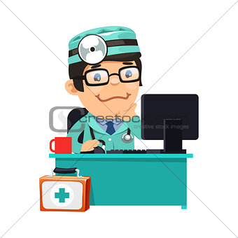Doctor at His Desk