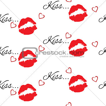 Seamless pattern with red color lips