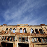 Facade of old destroyed house