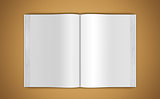 Mock-up of an open book on beige background