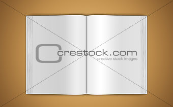 Mock-up of an open book on beige background