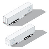 Semi-trailer with a refrigeration chamber detailed isometric icons set