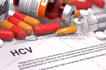 Diagnosis - HCV. Medical Concept. 3D Render.