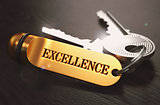 Keys to Excellence. Concept on Golden Keychain.