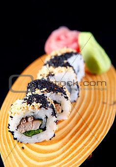 Maki sushi with sesame