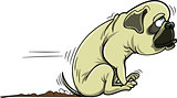 Cartoon pug dog scraping its bum