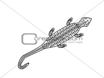 graphic lizard ethnic style black white animal