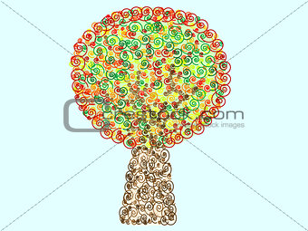 Colorful Tree pattern spiral decorative foliage