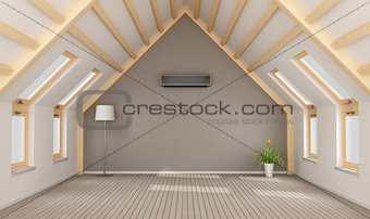Modern attic without furniture 