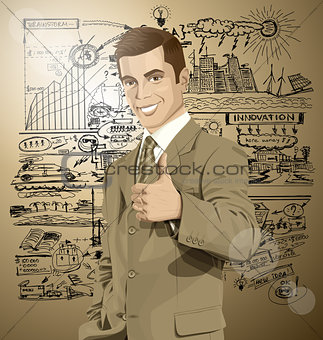 Vector Business Man Shows Well Done