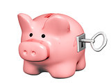 Piggy bank closed on the lock