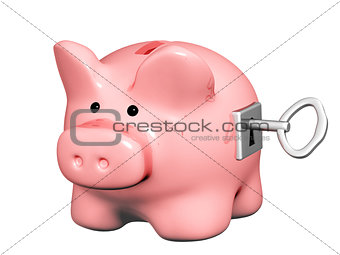 Piggy bank closed on the lock