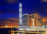 Kowloon office buildings at night