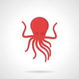 Flat style red octopus vector icon