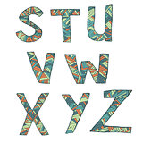 Hand drawn artistic font from lines, letters S-Z