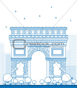 Outline Arch of Triumph. France Paris.