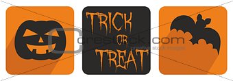Halloween vector button set with bat and pumpkin