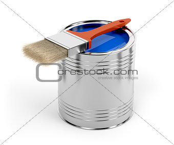 Paintbrush and paint can