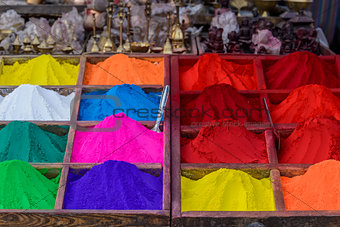 Colorful powders in Kathmandu