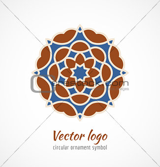 Abstract red and blue asian ornament symbol logo