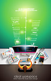 3D Infographic teamwork and brainstorming with Flat style
