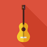 Flat Music String Guitar Illustration with long Shadow