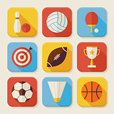 Flat Sport and Activities Squared App Icons Set