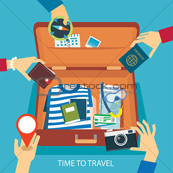 time to travel concept flat design