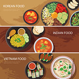 asia street food web banner , korean food , indian food , vietna