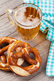 Beer mug and pretzel