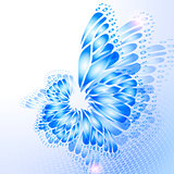 Abstract blue background with butterfly