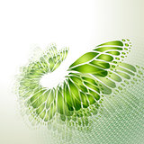 Abstract green background with butterfly