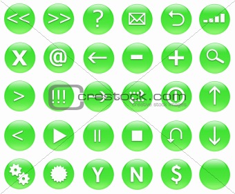 Icons For Web Actions Set Green