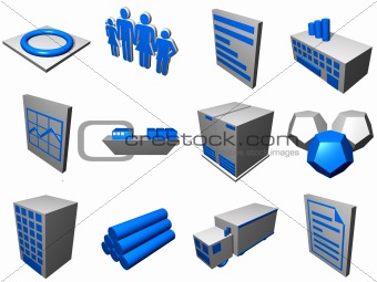 Logistics Process Icons For Supply Chain Diagram in Blue Gray