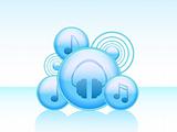 Glossy blue music button background